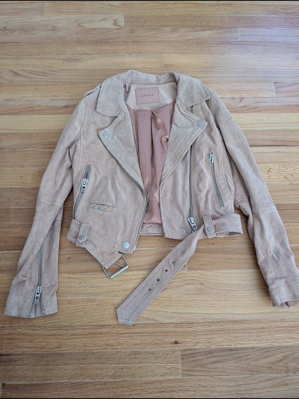 Blank NYC Blush 100% Leather Suede Moto Jacket